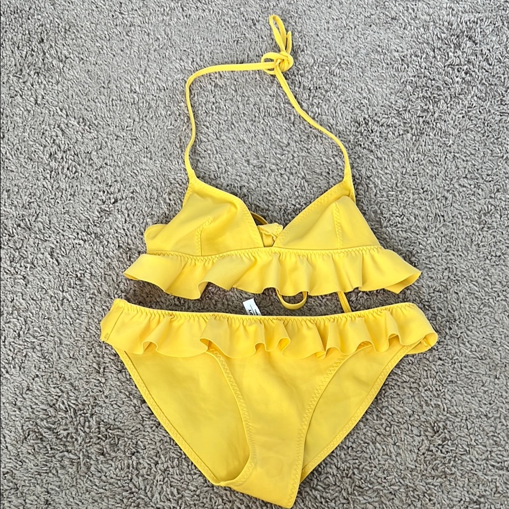Bikini Set Yellow Ruffle Size 8 & Other Stories Matching Top and Bottom